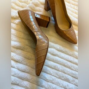 Marc Fisher Brown Croc-Embossed Heels